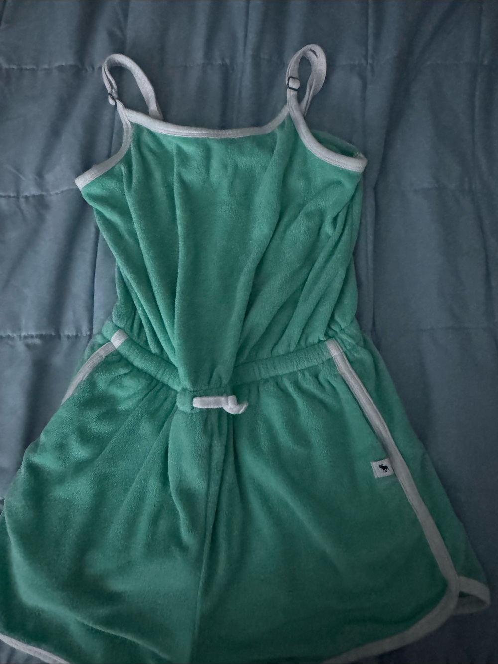 abercrombie kids Mint Green Terry Romper with Contrast Trim